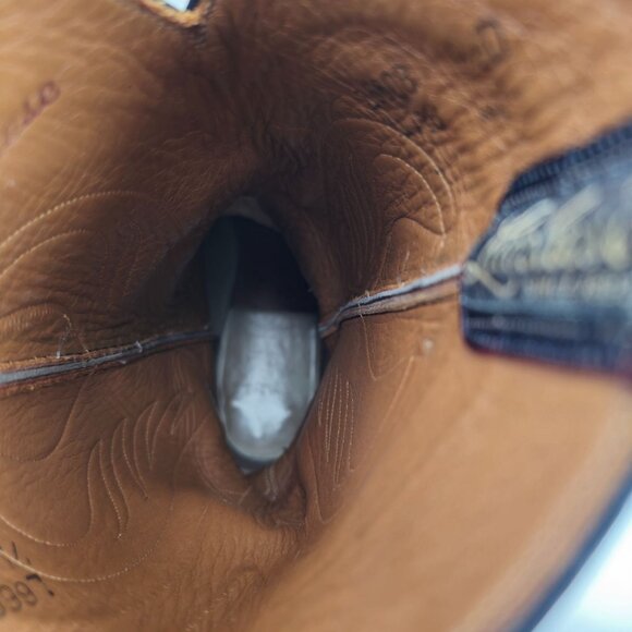 Vintage Lucchese Mens 9.5D Black Cherry Burgundy Leather Cowboy Western Boots - Picture 11 of 16